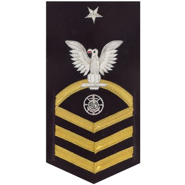 Men's E8 (RPCS) Rating Badge in LACE Gold on Blue POLY/WOOL for Religious Program Specialist