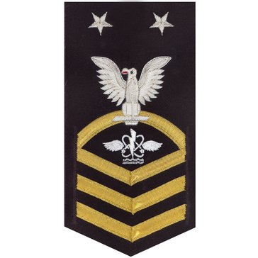 Men's E9 (AWCM) Rating Badge in LACE Gold on Blue POLY/WOOL for Aviation Antisubmarine Warfare Operator