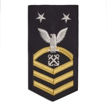 Men's E9 (BMCM) Rating Badge in LACE Gold on Blue POLY/WOOL for Boatswain Mate