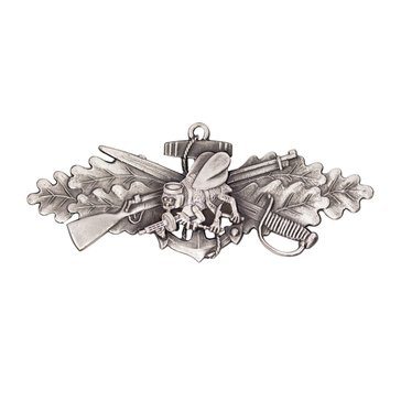 Warfare Badge Full Size SEAB WARF ENL  Oxidized  Silver