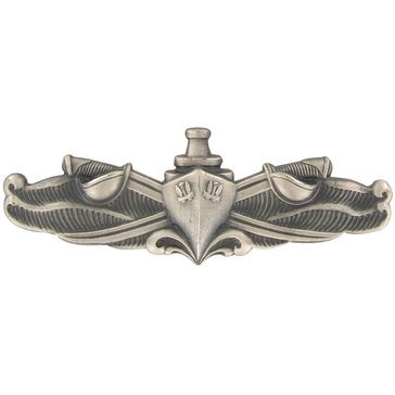 Warfare Badge Full Size SURF WARF ENL  Oxidized  Silver