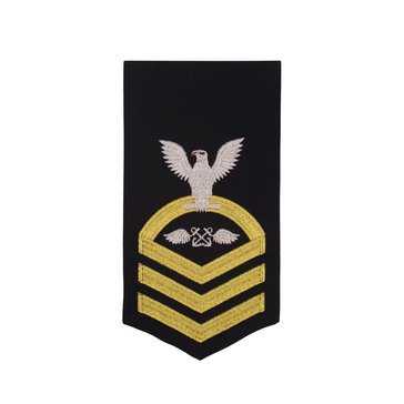 Men's E7 (ABC) Rating Badge in STANDARD Gold on Blue POLY/WOOL for Aviation Boatswain Mate