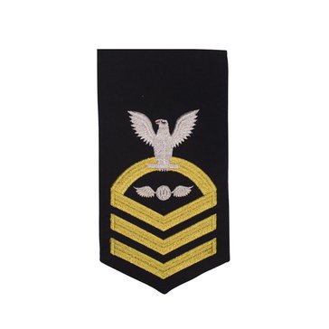 Men's E7 (AEC) Rating Badge in STANDARD Gold on Blue POLY/WOOL for Aviation Electrician Mate