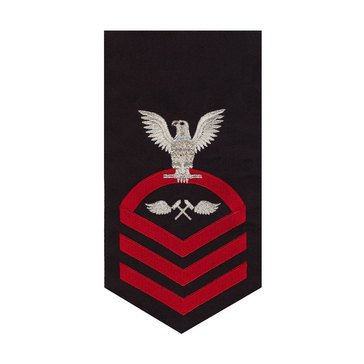 Men's E7 (AMC) Rating Badge in STANDARD Red on Blue POLY/WOOL for Aviation Structural Mechanic