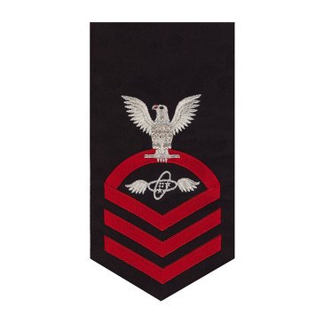 Men's E7 (ATC) Rating Badge in STANDARD Red on Blue POLY/WOOL for Aviation Electronics Technician