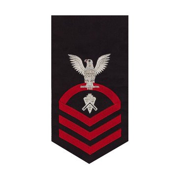 Men's E7 (BUC) Rating Badge in STANDARD Red on Blue POLY/WOOL for Builder
