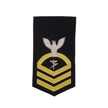 Men's E7 (CEC) Rating Badge in STANDARD Gold on Blue POLY/WOOL for Construction Electrician