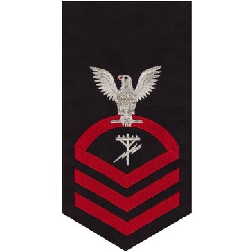Men's E7 (CEC) Rating Badge in STANDARD Red on Blue POLY/WOOL for Construction Electrician