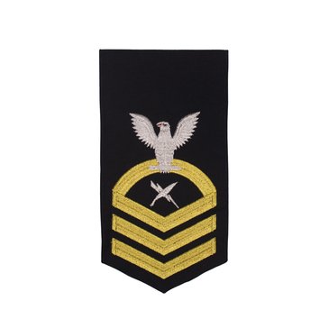 Men's E7 (CTC) Rating Badge in STANDARD Gold on Blue POLY/WOOL for Cryptologic Technician