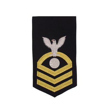 Men's E7 (EMC) Rating Badge in STANDARD Gold on Blue POLY/WOOL for Electrician's Mate