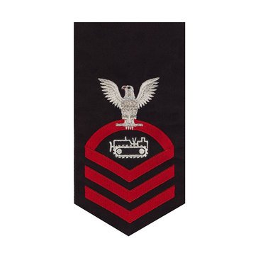 Men's E7 (EOC) Rating Badge in STANDARD Red on Blue POLY/WOOL for Equipment Operator