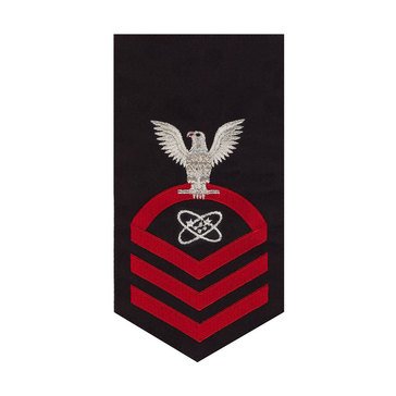 Men's E7 (ETC) Rating Badge in STANDARD Red on Blue POLY/WOOL for Electronics Technician