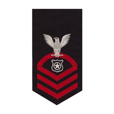 Men's E7 (MAC) Rating Badge in STANDARD Red on Blue POLY/WOOL for Master At Arms