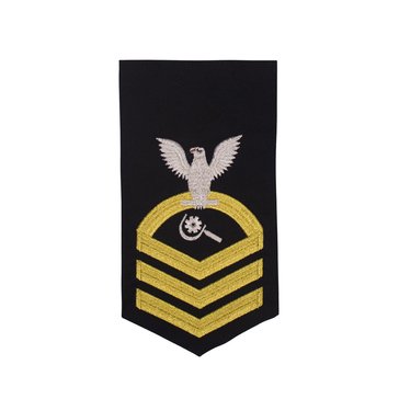Men's E7 (MRC) Rating Badge in STANDARD Gold on Blue POLY/WOOL for Machinery Repairman