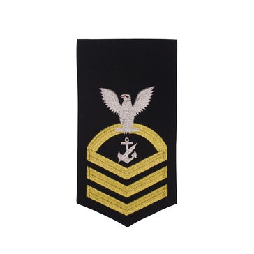 Men's E7 (NCC) Rating Badge in STANDARD Gold on Blue POLY/WOOL for Navy Counselor