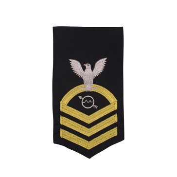 Men's E7 (OSC) Rating Badge in STANDARD Gold on Blue POLY/WOOL for Operations Specialist
