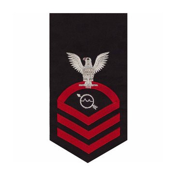 Men's E7 (OSC) Rating Badge in STANDARD Red on Blue POLY/WOOL for Operations Specialist