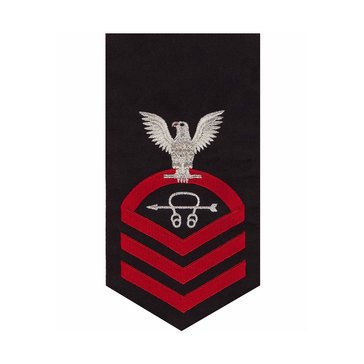 Men's E7 (STC) Rating Badge in STANDARD Red on Blue POLY/WOOL for Sonar Technician