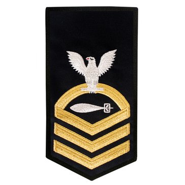 Men's E7 (TMC) Rating Badge in STANDARD Gold on Blue POLY/WOOL for Torpedoman
