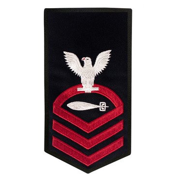 Men's E7 (TMC) Rating Badge in STANDARD Red on Blue POLY/WOOL for Torpedoman