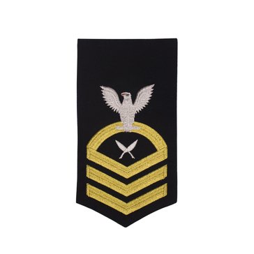 Men's E7 (YNC) Rating Badge in STANDARD Gold on Blue POLY/WOOL for Yeoman