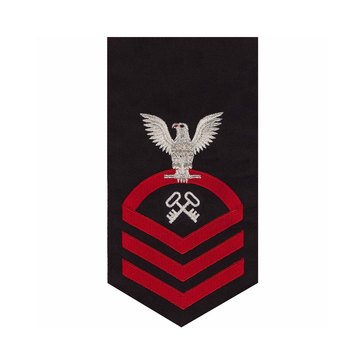 Men's E7 (LSC) Rating Badge in STANDARD Red on Blue POLY/WOOL for Logistics Specialist