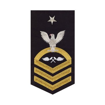 Men's E8 (AMCS) Rating Badge in STANDARD Gold on Blue POLY/WOOL for Aviation Structural Mechanic