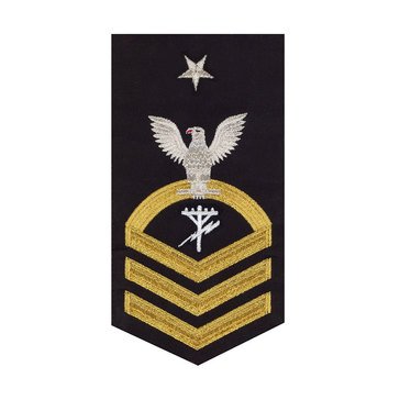 Men's E8 (CECS) Rating Badge in STANDARD Gold on Blue POLY/WOOL for Construction Electrician