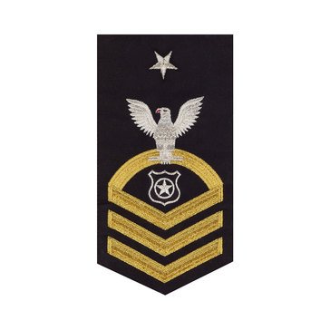 Men's E8 (MACS) Rating Badge in STANDARD Gold on Blue POLY/WOOL for Master At Arms