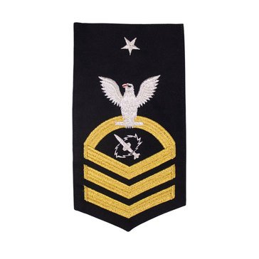 Men's E8 (MTCS) Rating Badge in STANDARD Gold on Blue POLY/WOOL for Missile Technician