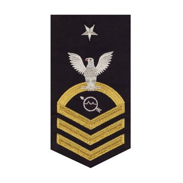 Men's E8 (OSCS) Rating Badge in STANDARD Gold on Blue POLY/WOOL for Operations Specialist