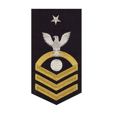Men's E8 (EMCS) Rating Badge in STANDARD Gold on Blue POLY/WOOL for Electrician's Mate