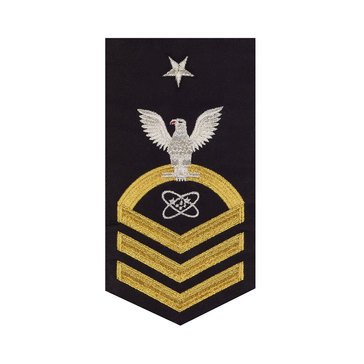 Men's E8 (ETCS) Rating Badge in STANDARD Gold on Blue POLY/WOOL for Electronics Technician
