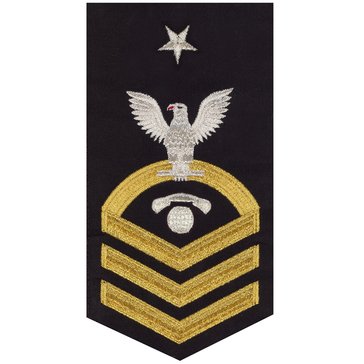 Men's E8 (ICCS) Rating Badge in STANDARD Gold on Blue POLY/WOOL for Interior Communication Electrician