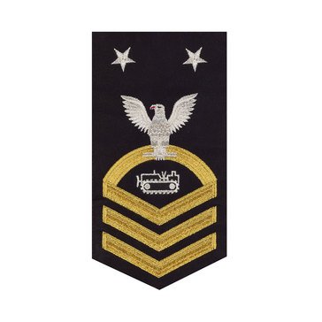 Men's E9 (EOCM) Rating Badge in STANDARD Gold on Blue POLY/WOOL for Equipment Operator