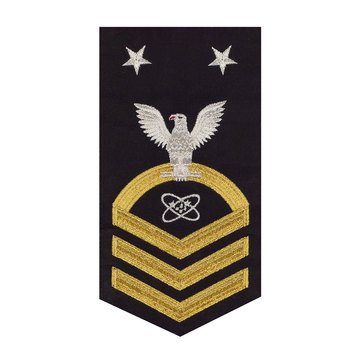 Men's E9 (ETCM) Rating Badge in STANDARD Gold on Blue POLY/WOOL for Electronics Technician