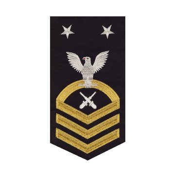 Men's E9 (GMCM) Rating Badge in STANDARD Gold on Blue POLY/WOOL for Gunner's Mate