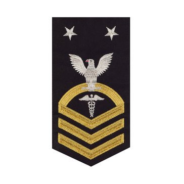 Men's E9 (HMCM) Rating Badge in STANDARD Gold on Blue POLY/WOOL for Hospital Corpsman