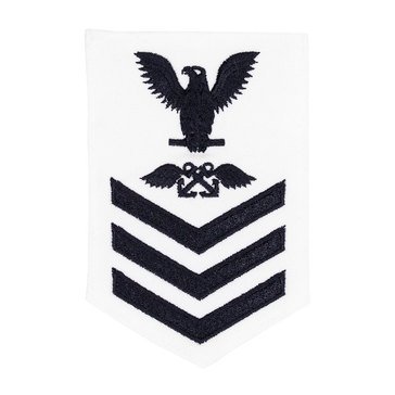 Women's E4-E6 (AB1) Rating Badge in Blue on WHITE CNT for Aviation Boatswain Mate