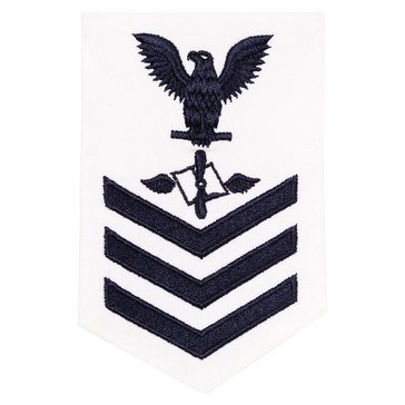 Women's E4-E6 (AZ1) Rating Badge in Blue on WHITE CNT for Aviation Maintenance Adm