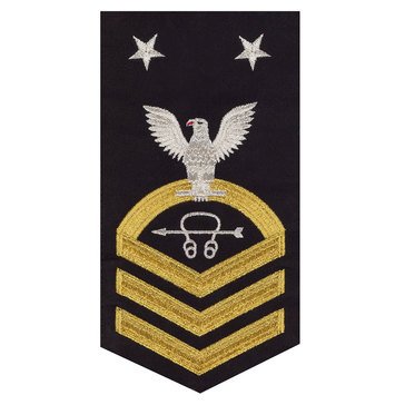 Men's E9 (STCM) Rating Badge in STANDARD Gold on Blue POLY/WOOL for Sonar Technician