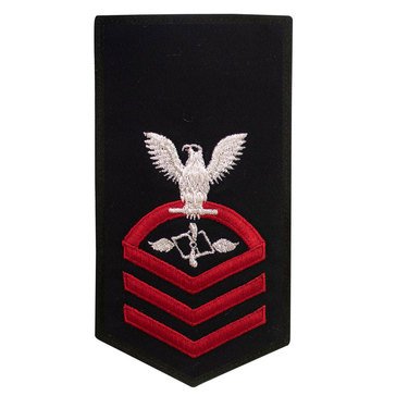 Women's E7 (AZC) Rating Badge in STANDARD Red on Blue POLY/WOOL for Aviation Maintenance Adm