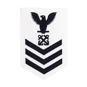Women's E4-E6 (BM1) Rating Badge in Blue on WHITE CNT for Boatswain Mate