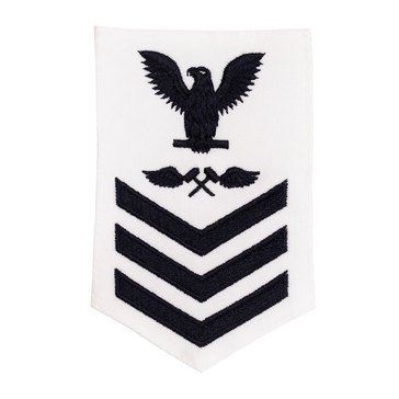 Women's E4-E6 (AM1) Rating Badge in Blue on WHITE CNT for Aviation Structural Mechanic