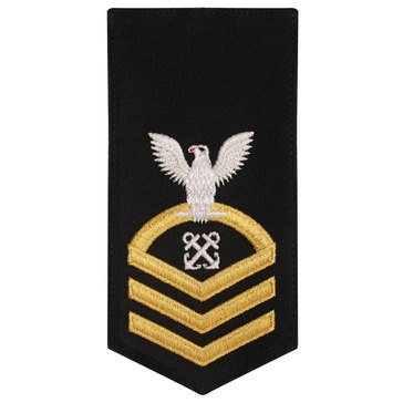 Women's E7 (BMC) Rating Badge in STANDARD Gold on Blue POLY/WOOL for Boatswain Mate