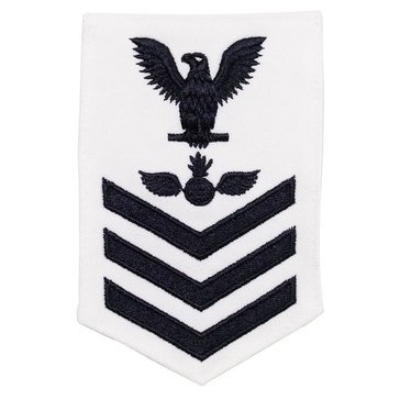 Women's E4-E6 (AO1) Rating Badge in Blue on WHITE CNT for Aviation Ordinanceman