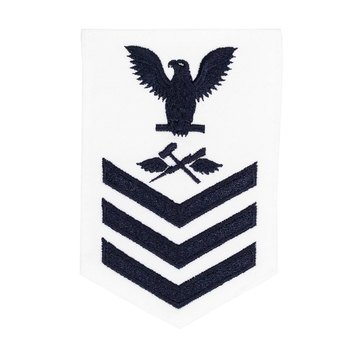 Women's E4-E6 (AS1) Rating Badge in Blue on WHITE CNT for Aviation Support Equipment Technician