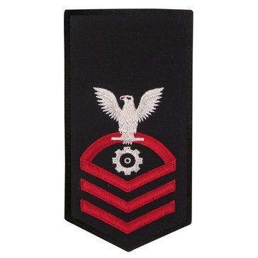 Women's E7 (ENC) Rating Badge in STANDARD Red on Blue POLY/WOOL for Engineman