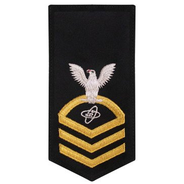 Women's E7 (ETC) Rating Badge in STANDARD Gold on Blue POLY/WOOL for Electronics Technician