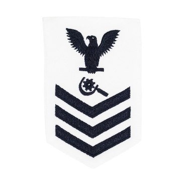 Women's E4-E6 (MR1) Rating Badge in Blue on WHITE CNT for Machinery Repairman